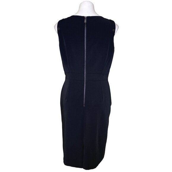 Tahari ASL Black Sleeveless Sheath Dress, Faux Belt Pockets Women's Size 10 - Picture 5 of 9